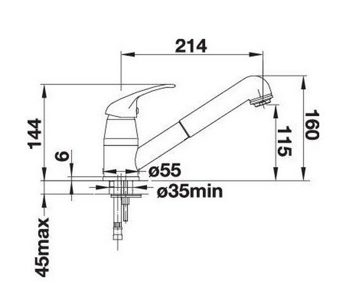 KÜCHENARMATUR 526153  - Chromfarben/Schwarz, Stein/Metall (5,6/16/26,3cm) - Blanco