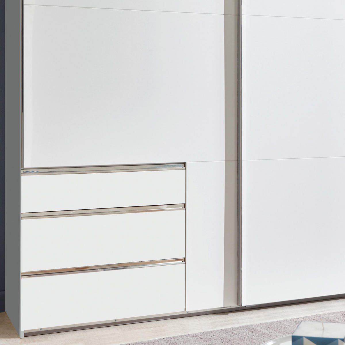 ORMAR - VISEĆA KLIZNA VRATA bela  200/216/65 cm  - boja hroma/bela, Moderno, pločasti materijal (200/216/65cm) - MID.YOU