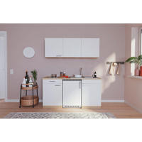 MINIKÜCHE 150 cm   in Weiss, Eichefarben  - Weiss/Eichefarben, Basics, Holzwerkstoff (150cm) - Respekta