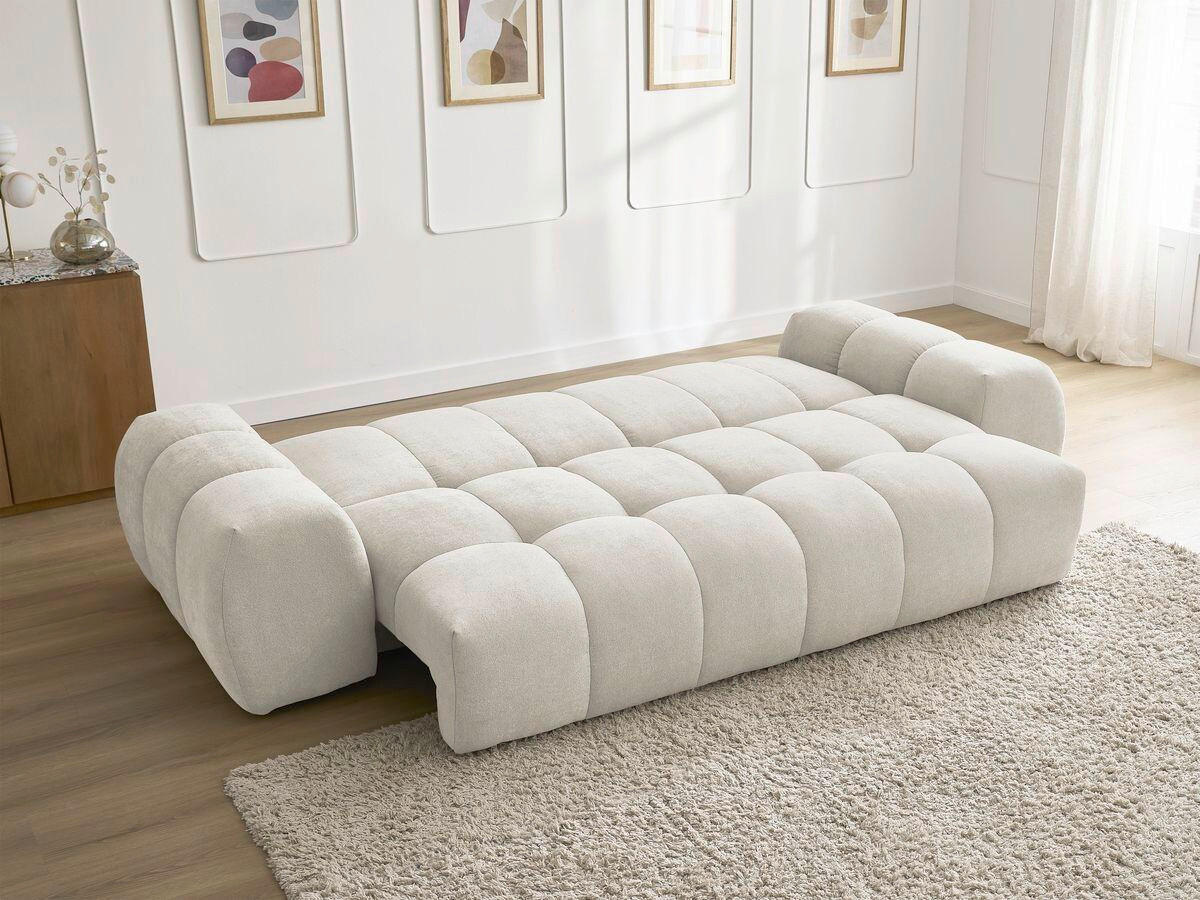 SCHLAFSOFA EVEREST  mit Rücken echt, Armteil links, Armteil rechts Struktur Beige  - Beige/Schwarz, MODERN, Kunststoff/Textil (278/90/115cm)