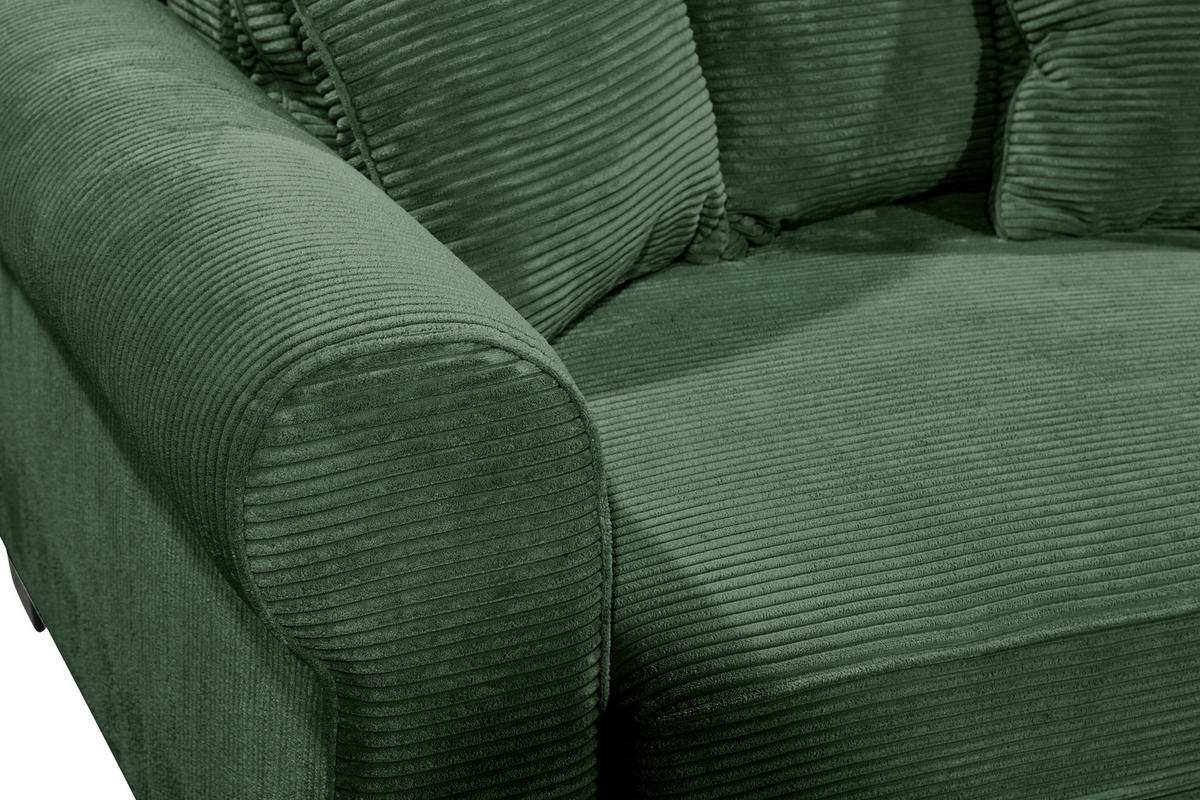 SCHLAFSOFA  mit Stoffauswahl, Liegefunktion, Rücken echt Cord Dunkelgrün  - Dunkelgrün/Schwarz, KONVENTIONELL, Kunststoff/Textil (247/95/125cm) - Hom`in