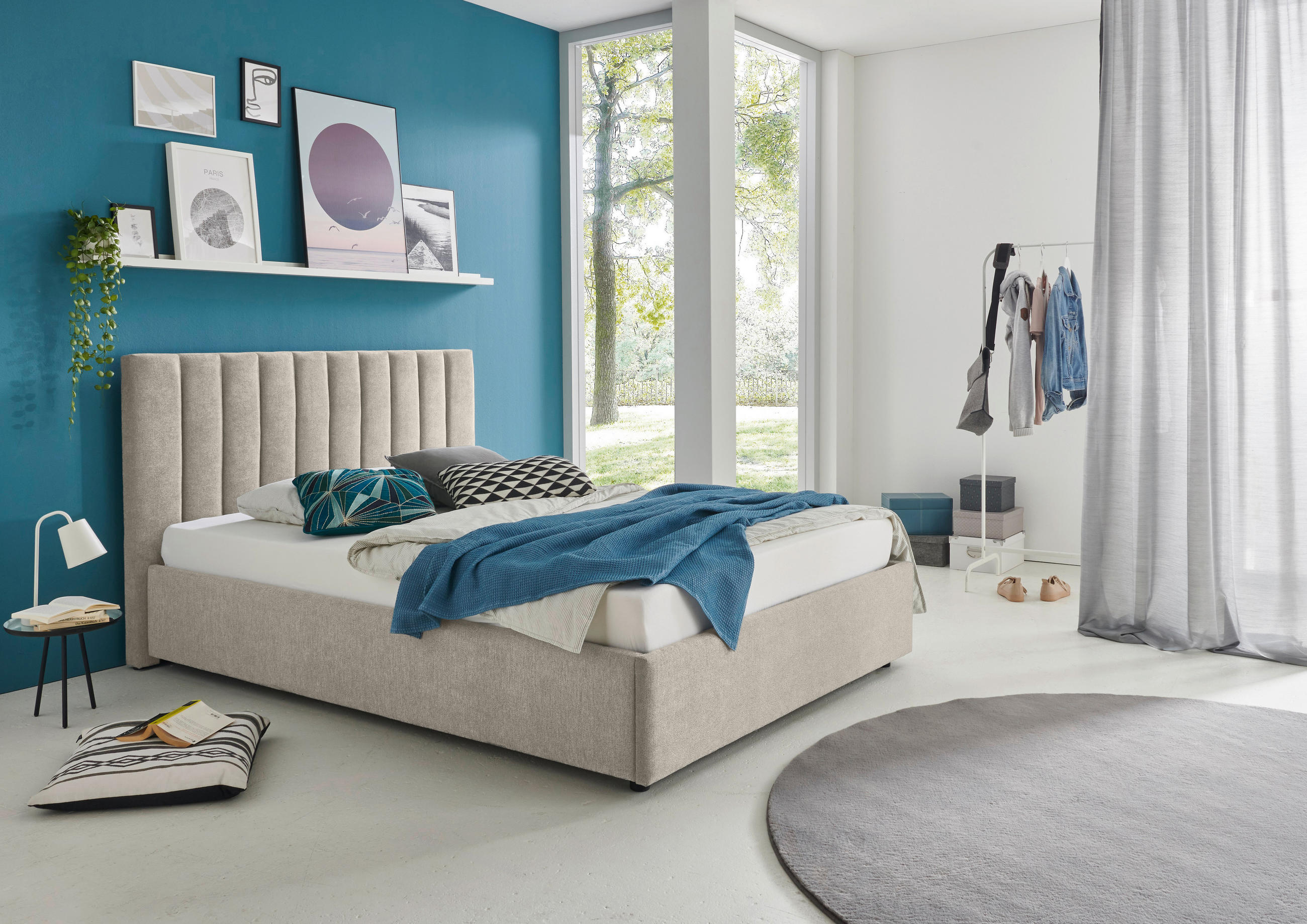POLSTERBETT 140/200 cm  in Beige  - Beige/Schwarz, Design, Holz/Textil (140/200cm) - Boxxx