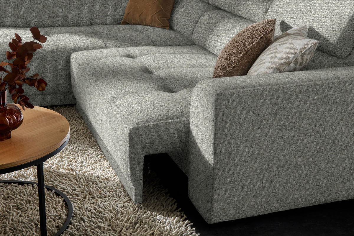 ECKSOFA in Struktur Greige  205/284 cm  - Greige/Schwarz, Design, Kunststoff/Textil (205/284cm) - Xora