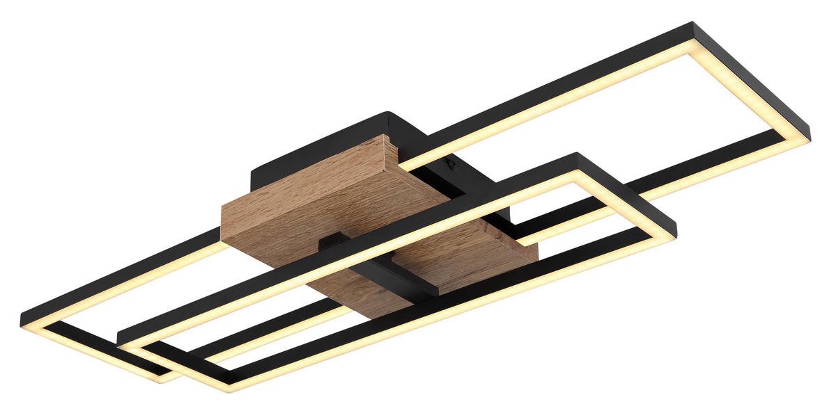 LED-DECKENLEUCHTE 60/15/10 cm   - Dunkelbraun/Schwarz, Design, Holzwerkstoff/Kunststoff (60/15/10cm) - Globo