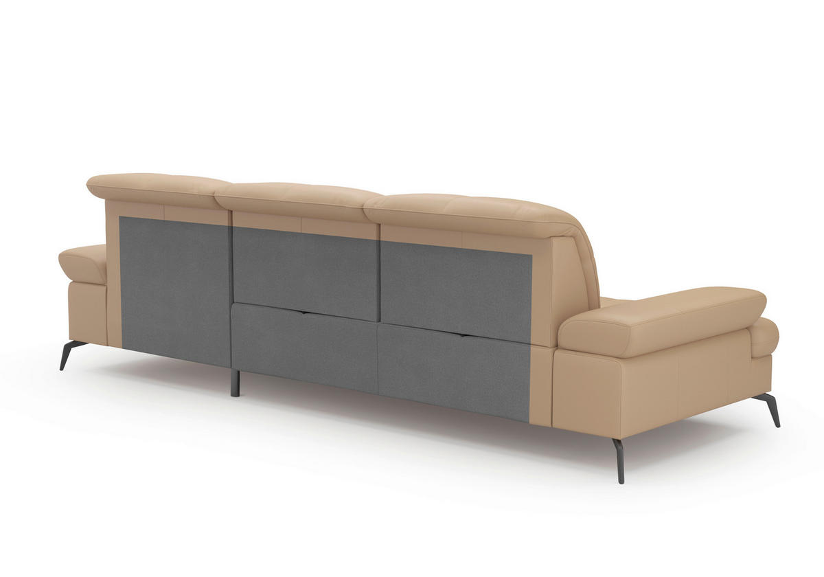ECKSOFA in Vliesstoff Kombination Echtleder/Stoff Cappuccino  279/185 cm  - Schwarz/Cappuccino, KONVENTIONELL, Leder/Textil (279/185cm) - Sit & More