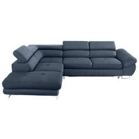 KOTNA SEDEŽNA GARNITURA, tkanina temno modra  - temno modra, Design, kovina/tekstil (235/280cm) - Hom`in