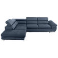 ECKSOFA  in Webstoff Dunkelblau  235/280 cm  - Dunkelblau, Design, Textil/Metall (235/280cm) - Hom`in