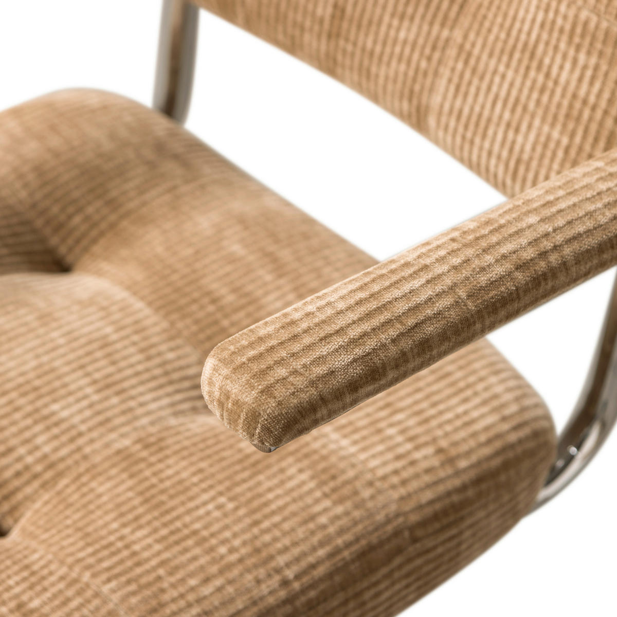 DREHSTUHL gerippt Sandfarben  - Sandfarben/Chromfarben, MODERN, Kunststoff/Textil (54/87/60cm) - Livetastic