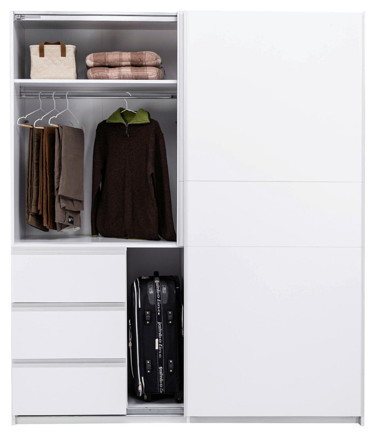 SCHIEBETÜRENSCHRANK 175/205/61,5 cm 2-türig Weiß  - Weiß, MODERN, Holzwerkstoff/Metall (175/205/61,5cm) - MID.YOU