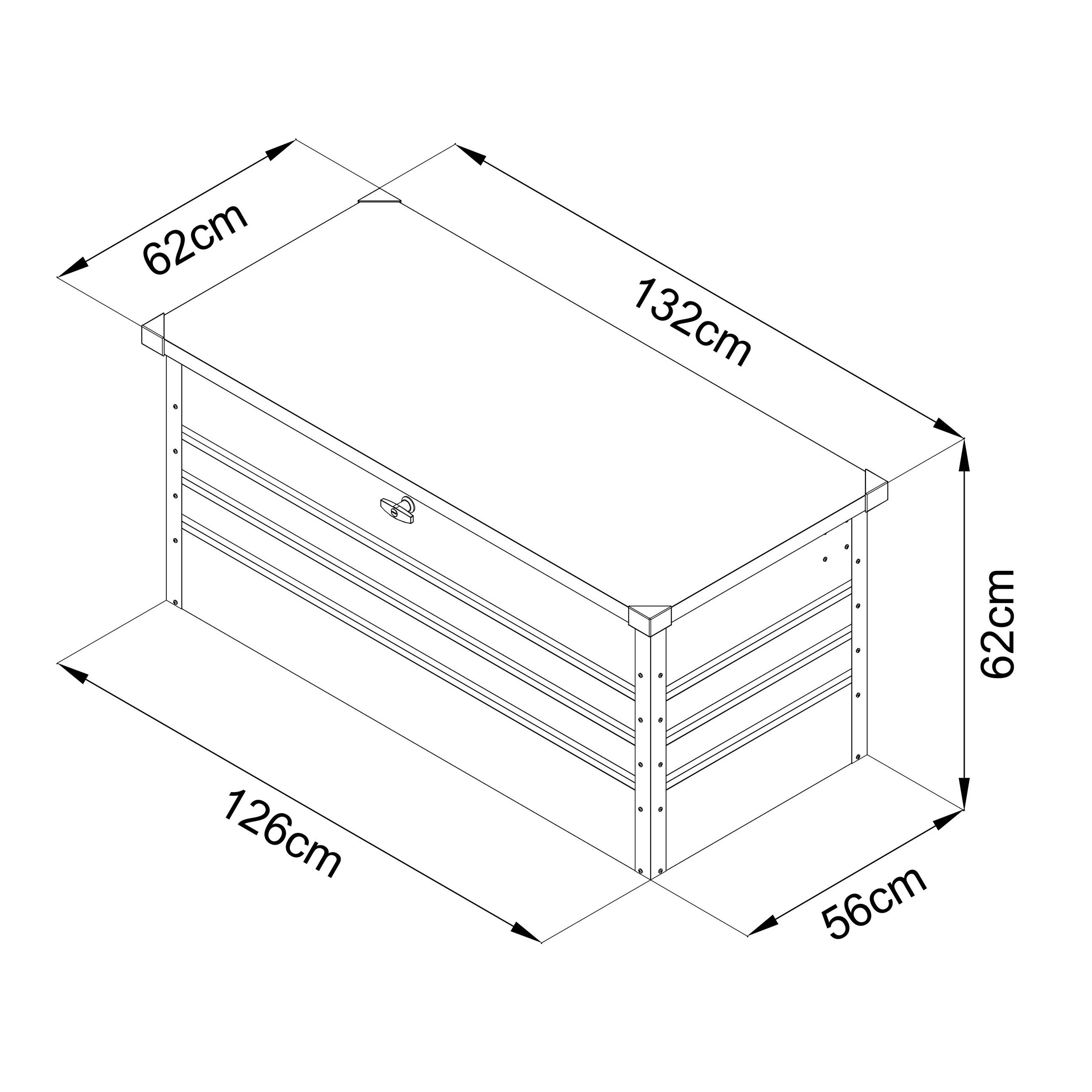 BOX NA VANKÚŠE 132/60/62 cm   - antracitová, Basics, kov (132/60/62cm) - Ambia Garden