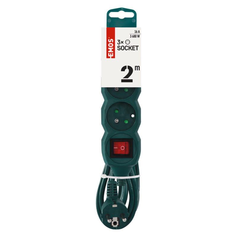 PRODLUŽOVACÍ KABEL  200 cm - tmavě zelená, Basics, plast (200cm)