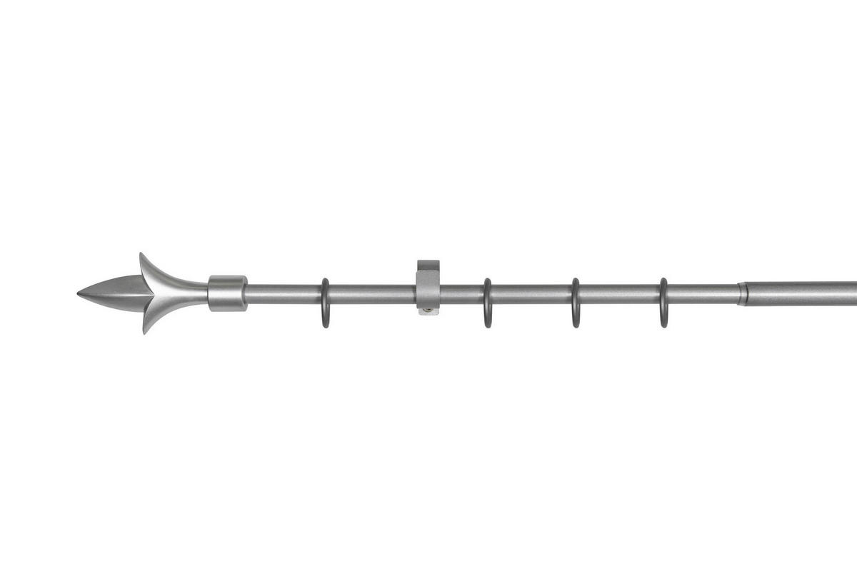 VORHANGSTANGENSET  130 cm  - Grau Hochglanz, Basics, Metall (130cm)