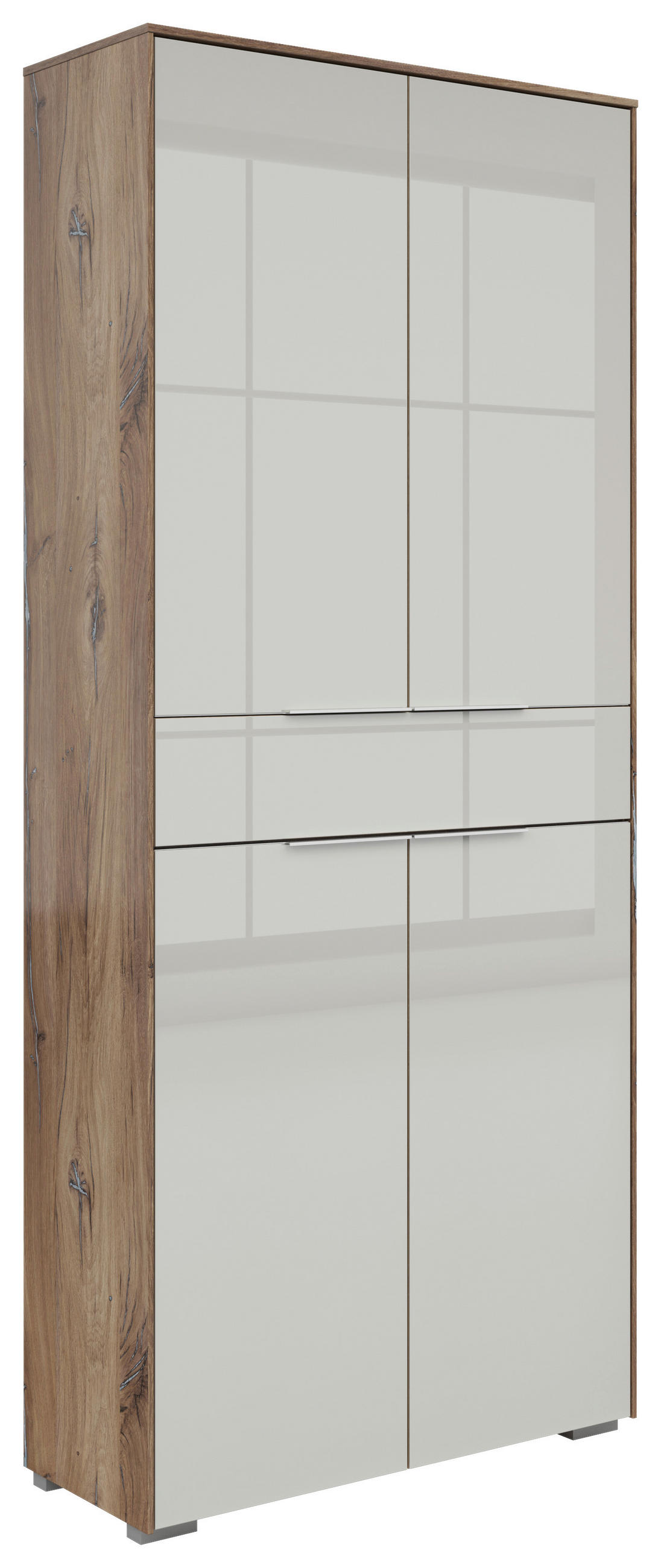 SCHRANK - Eiche dunkel/Hellgrau, KONVENTIONELL, Glas/Holzwerkstoff (81/199/37cm) - Voleo