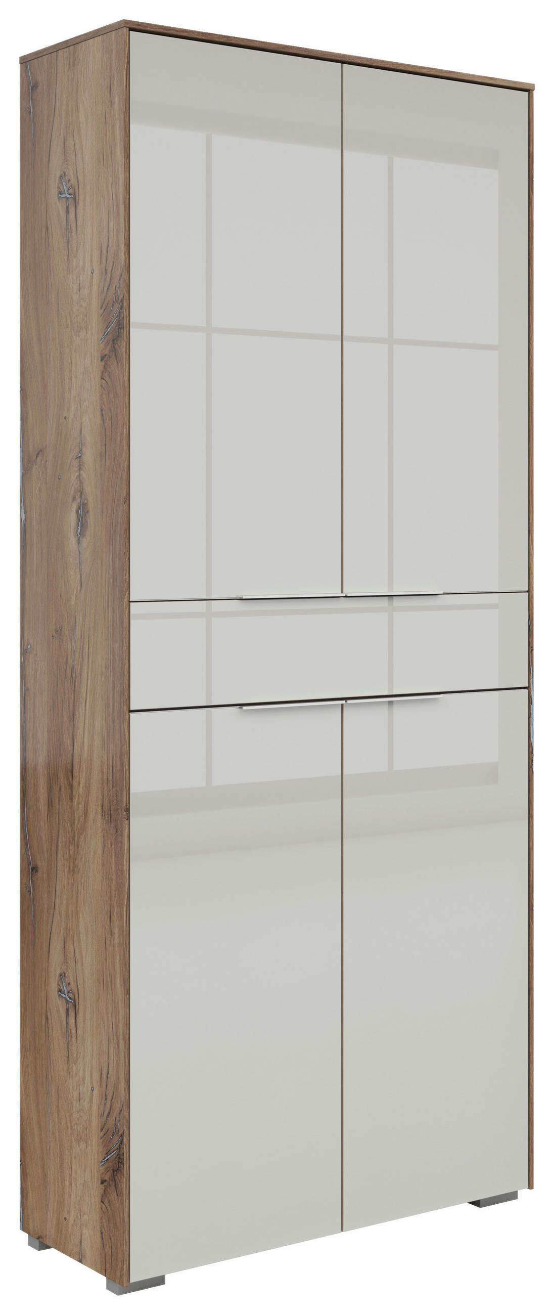 AKTENSCHRANK Eichefarben, Hellgrau  - Eichefarben/Hellgrau, KONVENTIONELL, Glas/Holzwerkstoff (81/199/37cm) - Voleo