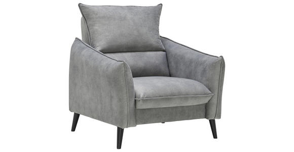 SESSEL in Velours Grau - Schwarz/Grau, Design, Holz/Textil (96/98/100cm) - Carryhome