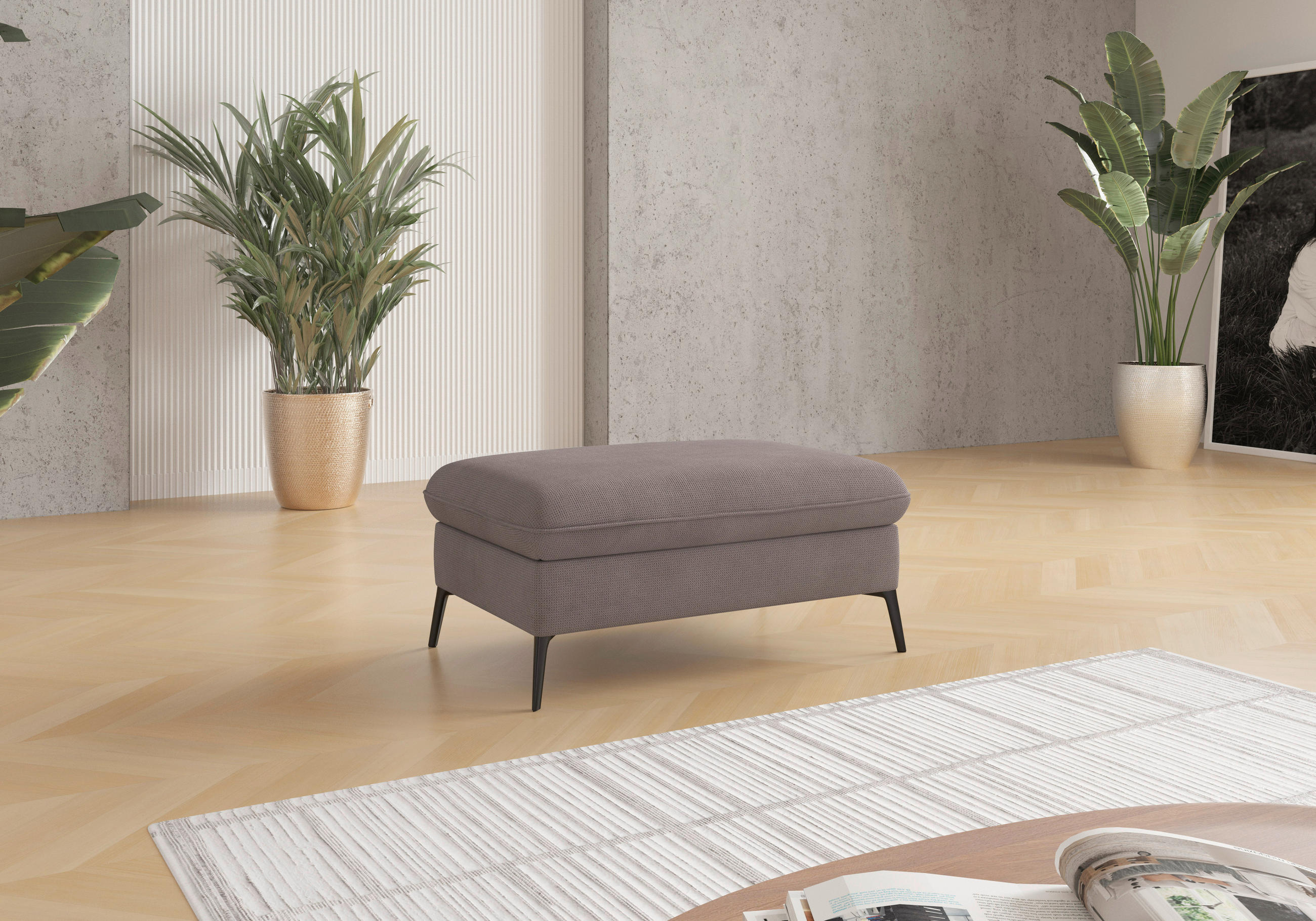 HOCKER Flachgewebe Taupe  - Taupe/Creme, KONVENTIONELL, Textil/Metall (104/47/69cm) - Sit & More