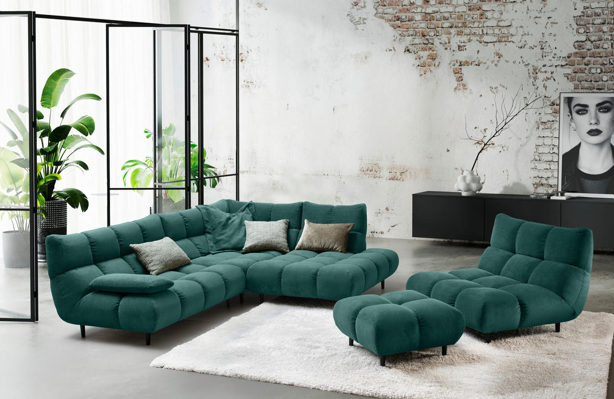 SESSEL in Feincord Grün  - Schwarz/Grün, Design, Holz/Textil (112/85/108cm) - Pure Home Lifestyle