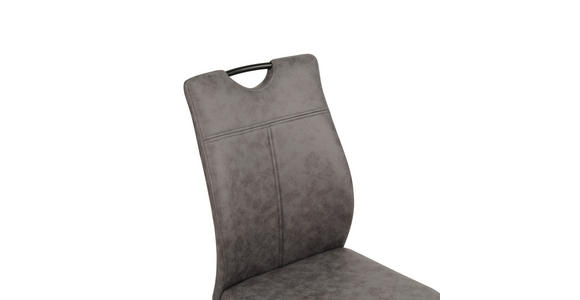 STUHL-SET 4 Stück  in Mikrofaser  - Schwarz/Grau, Design, Textil/Metall (43/97/57cm) - Xora