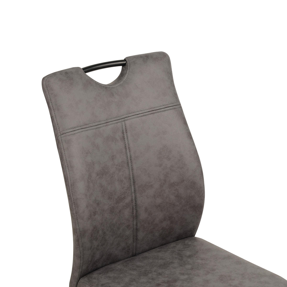 STUHL-SET 4 Stück  in Mikrofaser  - Schwarz/Grau, Design, Textil/Metall (43/97/57cm) - Xora