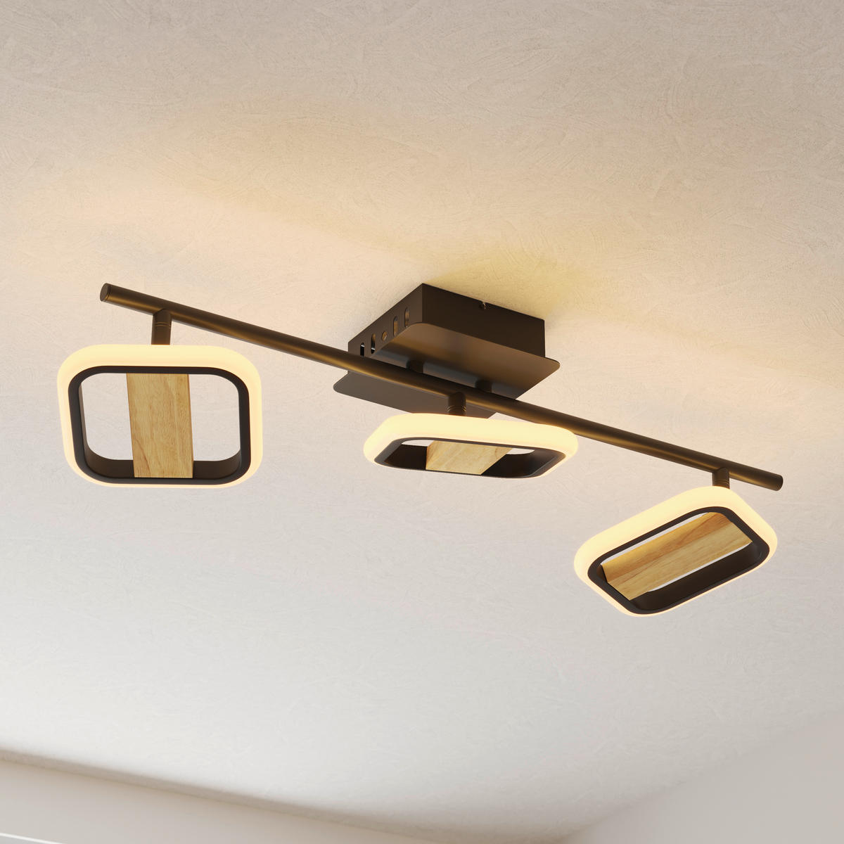 LED-STRAHLER Miriam 55/13,5/12 cm   - Eschefarben/Schwarz, Design, Holz/Kunststoff (55/13,5/12cm) - Novel