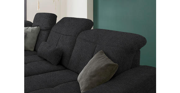 ECKSOFA in Flachgewebe Schwarz  - Wildeiche/Schwarz, Natur, Holz/Textil (243/301cm) - Voleo