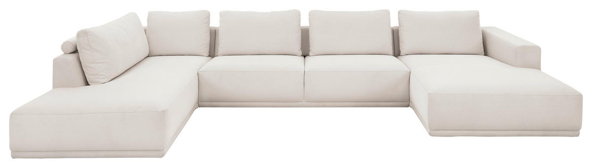 WOHNLANDSCHAFT Weiß Chenille  - Schwarz/Weiß, Design, Kunststoff/Textil (204/397/166cm) - Musterring