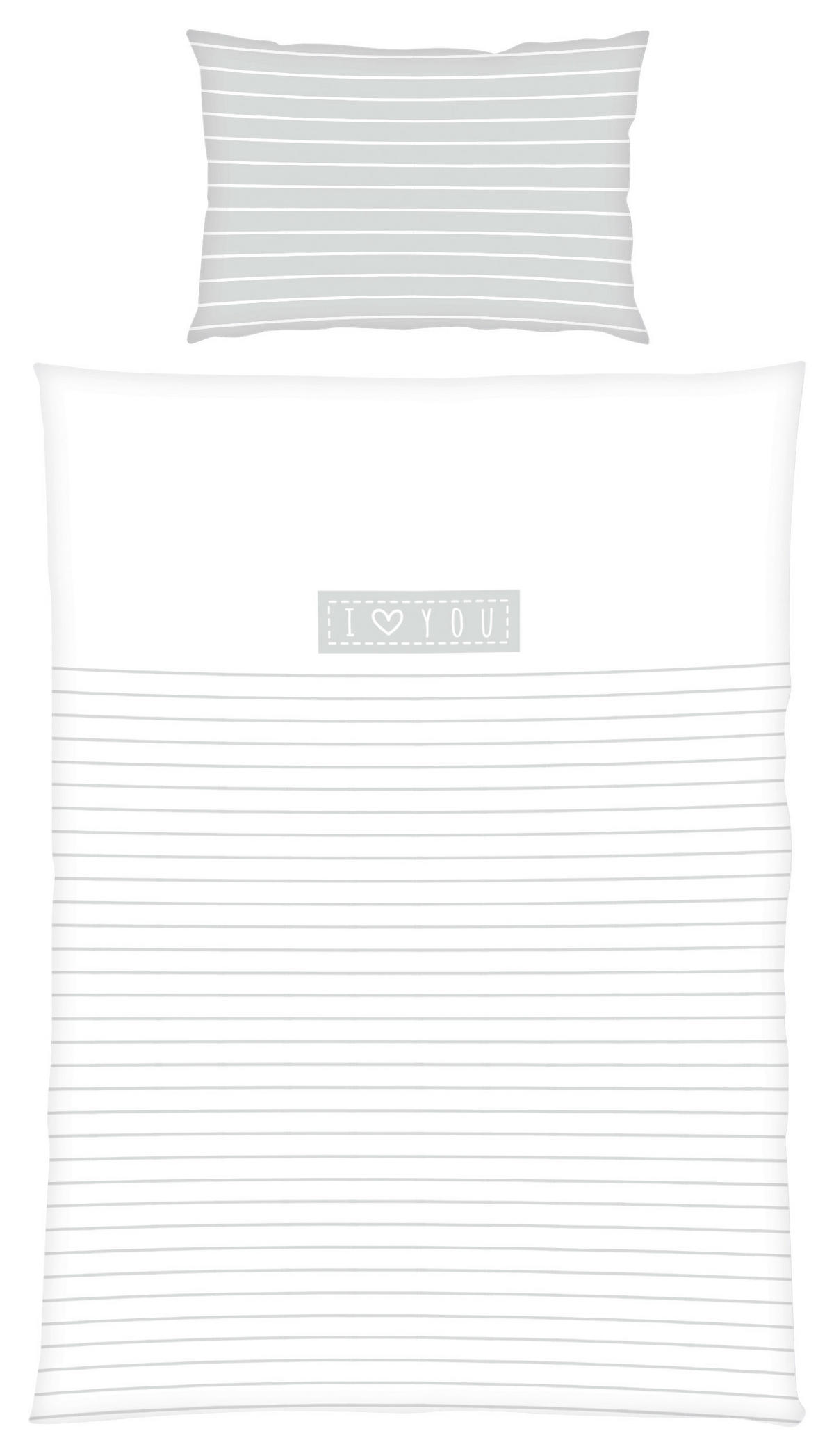 BABYBETTWÄSCHE 100/135 cm  - Weiß/Grau, KONVENTIONELL, Textil (100/135cm)