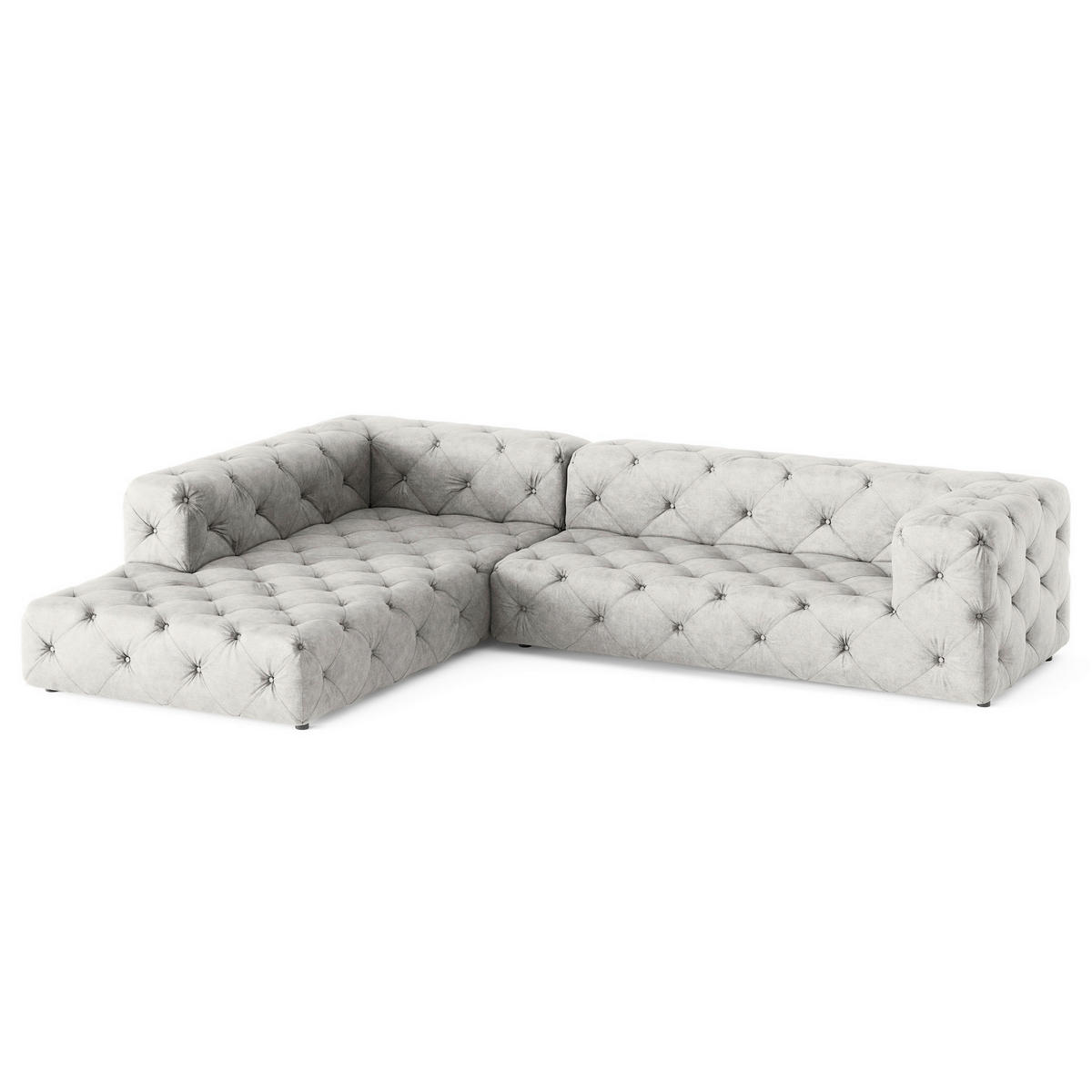 ECKSOFA Mikrofaser Hellgrau  - Hellgrau/Schwarz, Design, Kunststoff/Textil (228/325cm) - P & B