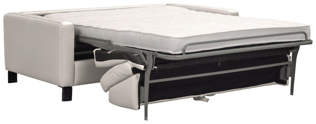 SCHLAFSOFA in Textil, Leder Ecru  - Ecru/Schwarz, Konventionell, Leder/Textil (190/87/100cm) - Celina Home
