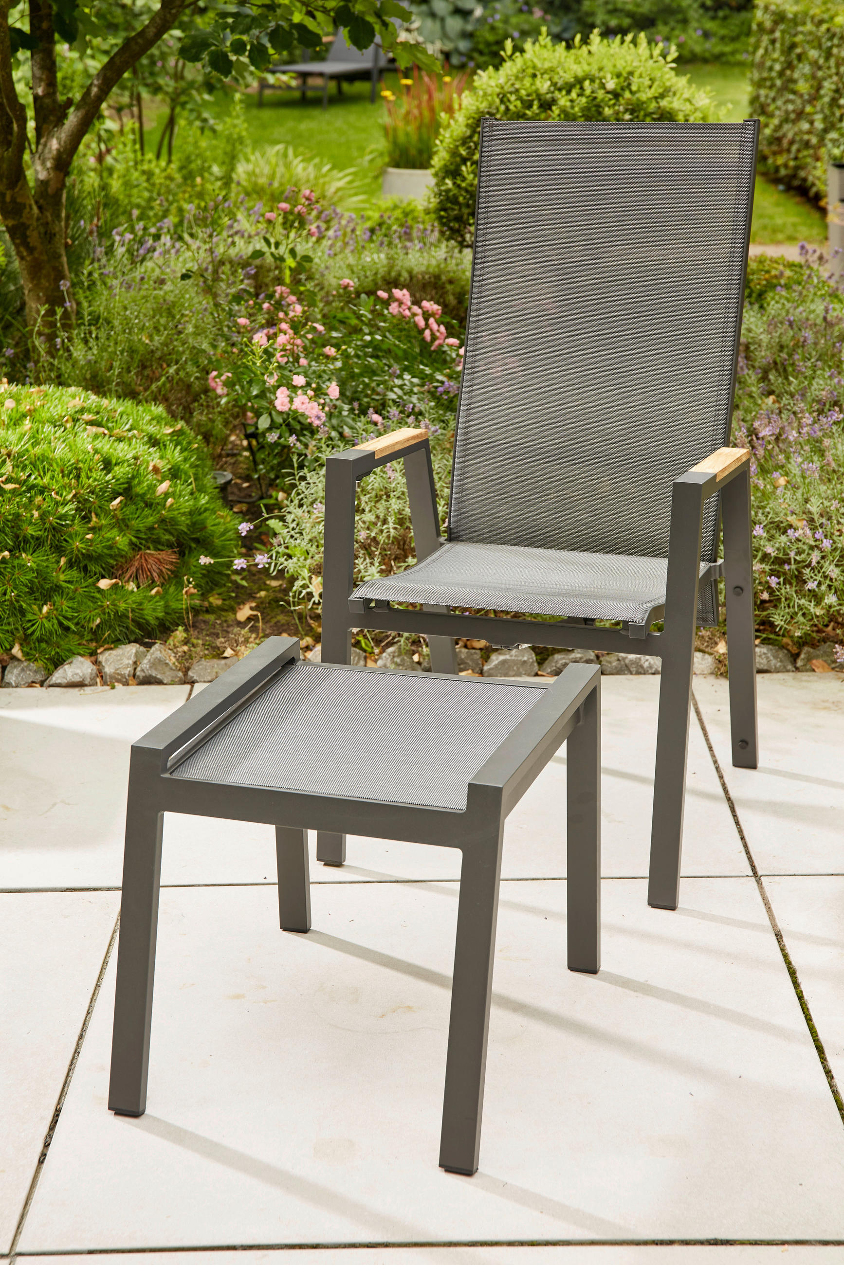 GARTENHOCKER  - Anthrazit, MODERN, Kunststoff/Metall (58/46,5/50cm) - Siena Garden