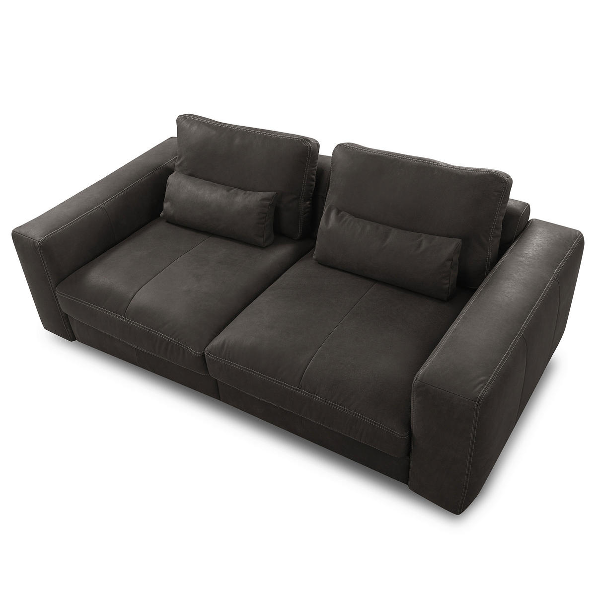 2-SITZER-SOFA  in Echtleder Dunkelgrau   - Dunkelgrau/Beige, Design, Leder/Kunststoff (240/85/123cm) - Livetastic