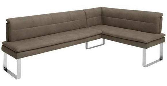 ECKBANK 253/174 cm in Grau, Chromfarben - Chromfarben/Beige, Design, Textil/Metall (253/174cm) - Novel