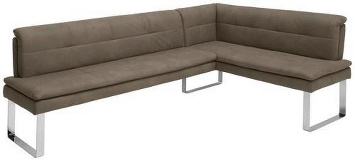 ECKBANK 253/174 cm Mikrofaser Grau, Chromfarben Metall   - Chromfarben/Beige, Design, Textil/Metall (253/174cm) - Novel