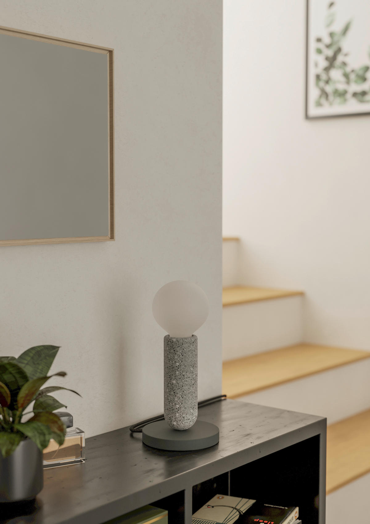 STOLNÍ LAMPA, E27, 5,5/17,5 cm  - šedá/antracitová, Basics, kov/kámen (5,5/17,5cm) - Eglo