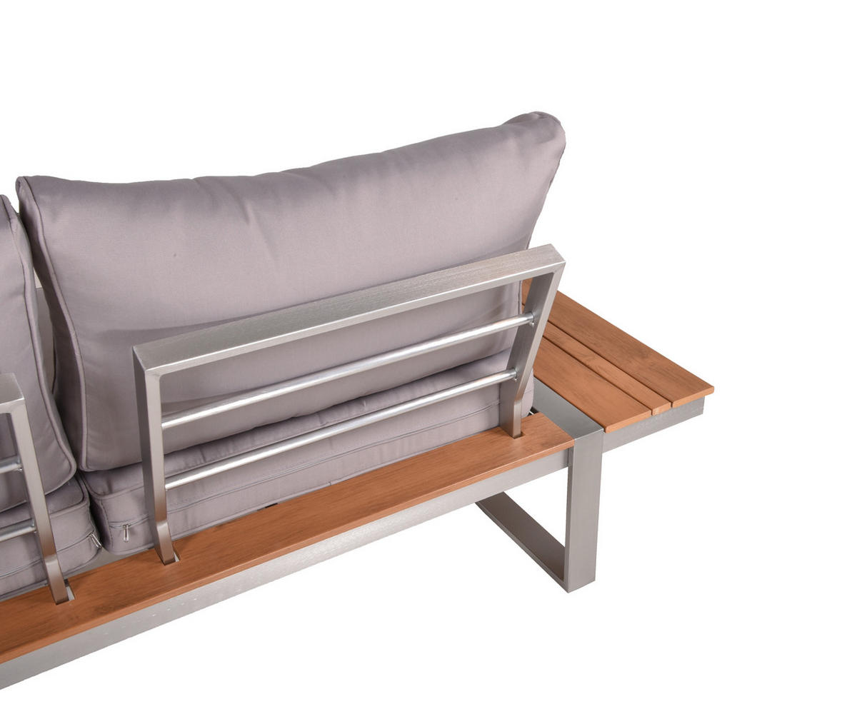 LOUNGEGARNITUR 6-teilig   170/69/223 cm Aluminium  - Hellbraun/Beige, Basics, Kunststoff/Textil (170/69/223cm) - Gardenson