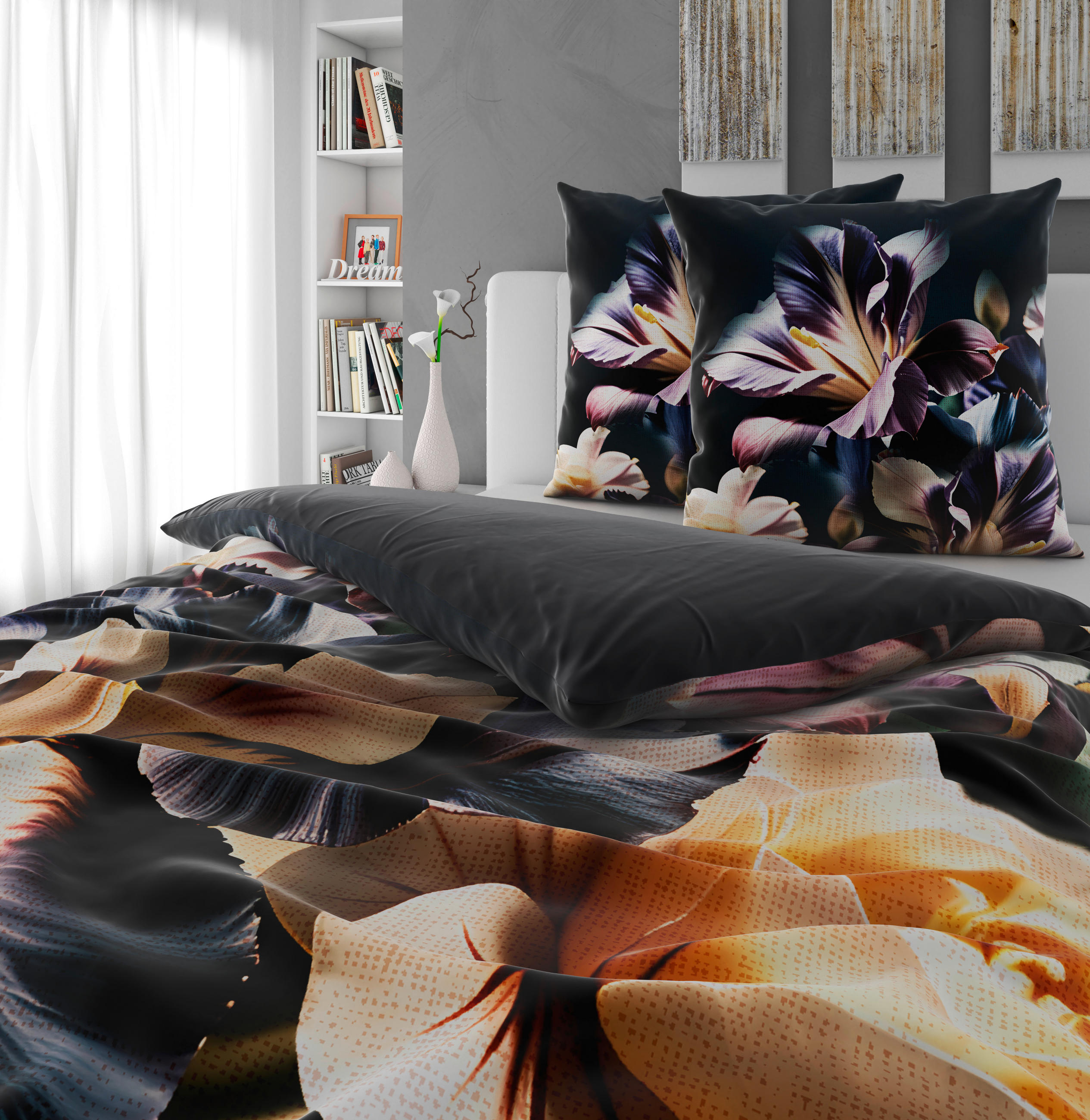 WENDEBETTWÄSCHE Satin 200/200 cm  - Lila/Schwarz, Textil (200/200cm) - Novel