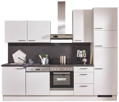 KÜCHENBLOCK 290 cm   in Weiß, Dunkelgrau  - Edelstahlfarben/Dunkelgrau, KONVENTIONELL, Holzwerkstoff/Metall (290cm) - Xora