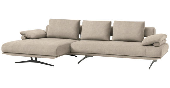 ECKSOFA in Chenille Beige  - Beige/Schwarz, Design, Textil/Metall (334/168cm) - Dieter Knoll