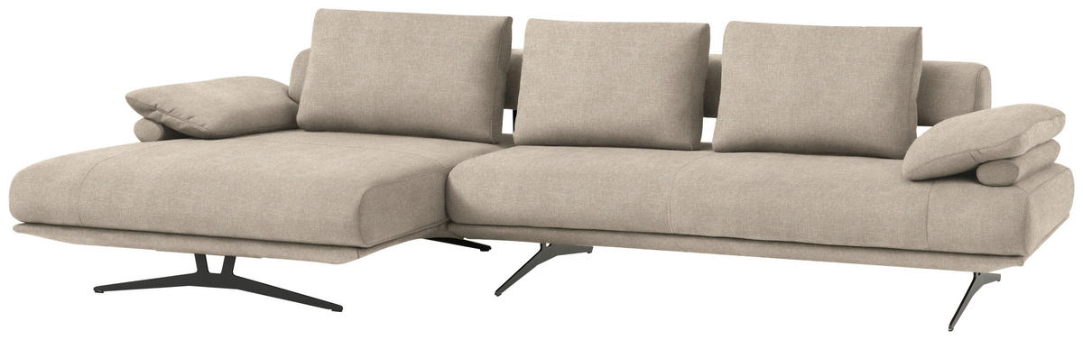 ECKSOFA in Chenille Beige  - Beige/Schwarz, Design, Textil/Metall (334/168cm) - Dieter Knoll