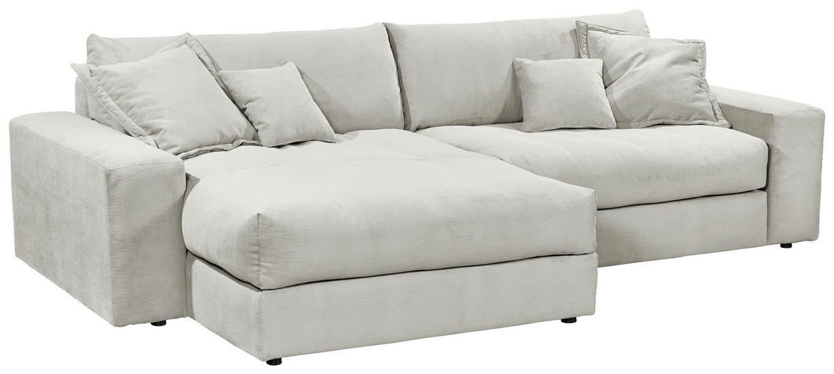 ECKSCHLAFSOFA  KAMIL Beige Cord  - Beige/Schwarz, MODERN, Kunststoff/Textil (180/297cm) - Livetastic