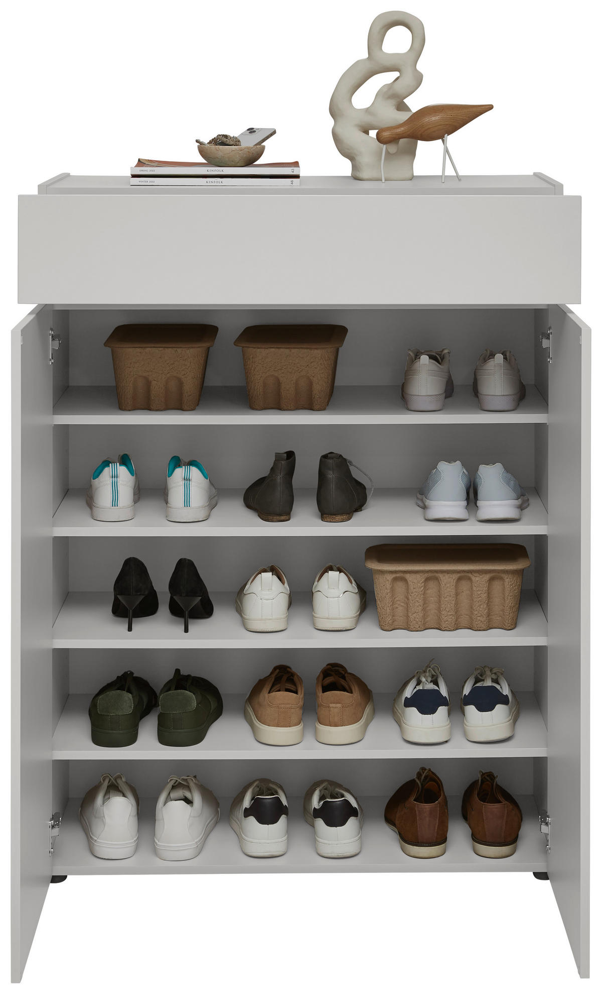 SCHUHSCHRANK 90/121/40 cm  - Kaschmir/Schwarz, Design, Holzwerkstoff/Kunststoff (90/121/40cm) - Voleo