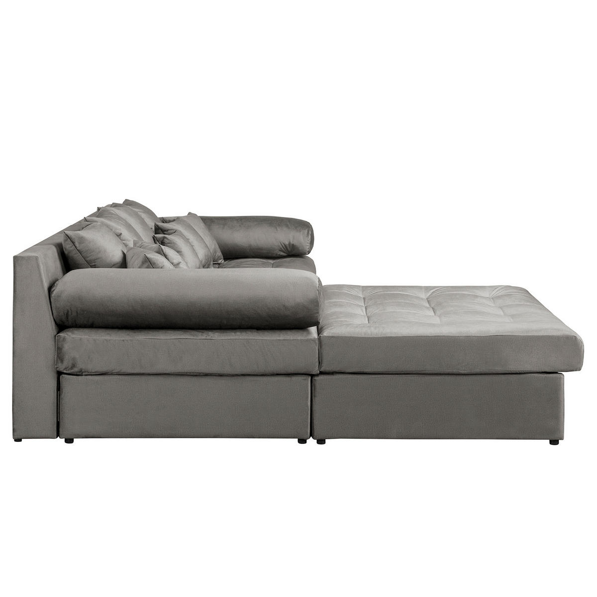 ECKSOFA Naomi Dunkelgrau Velours Rückenkissen  - Dunkelgrau/Schwarz, Design, Kunststoff/Textil (243/284cm) - P & B
