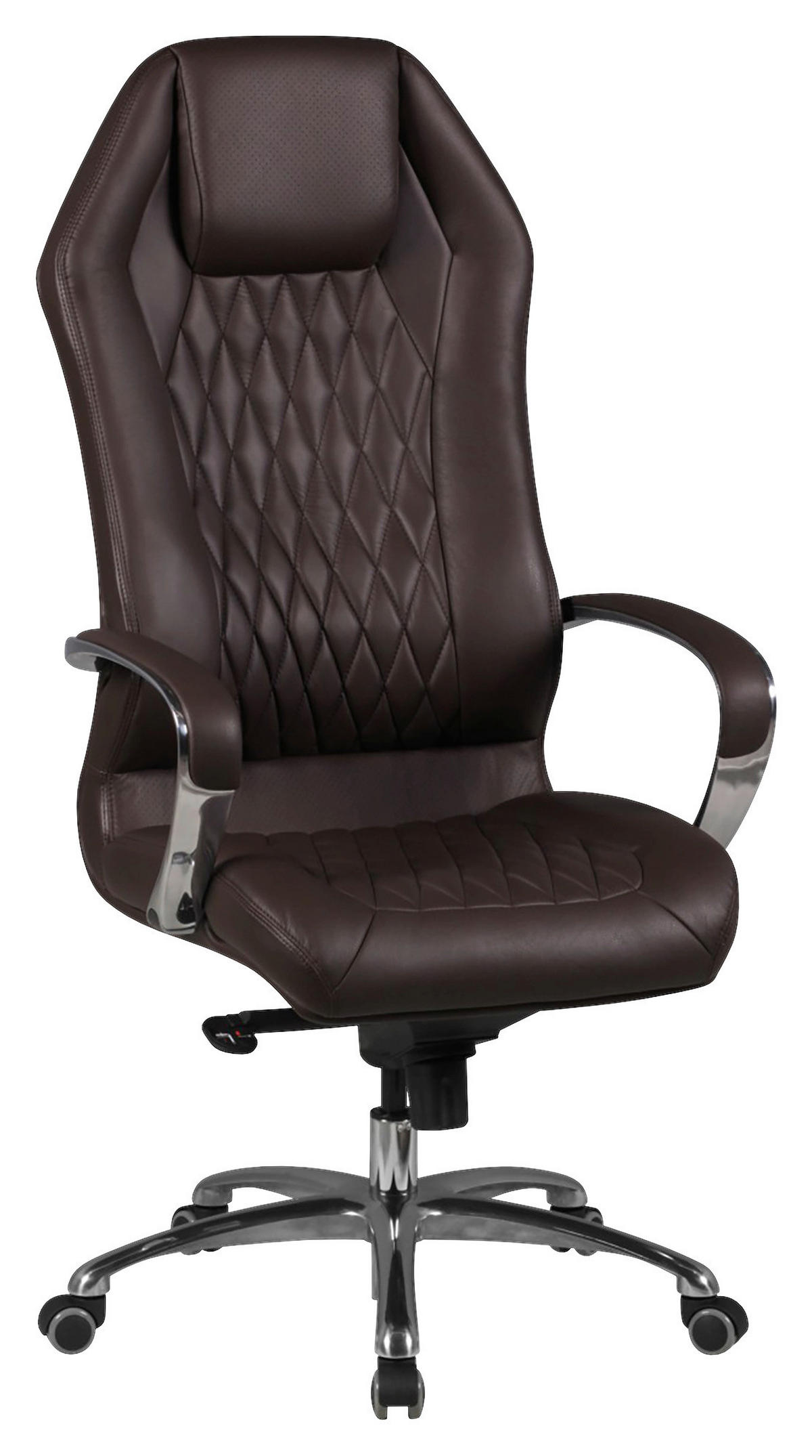 KONTORSSTOL  i läderimitation brun  - aluminiumfärg/brun, Modern, metall/läder (67/136/67cm) - MID.YOU