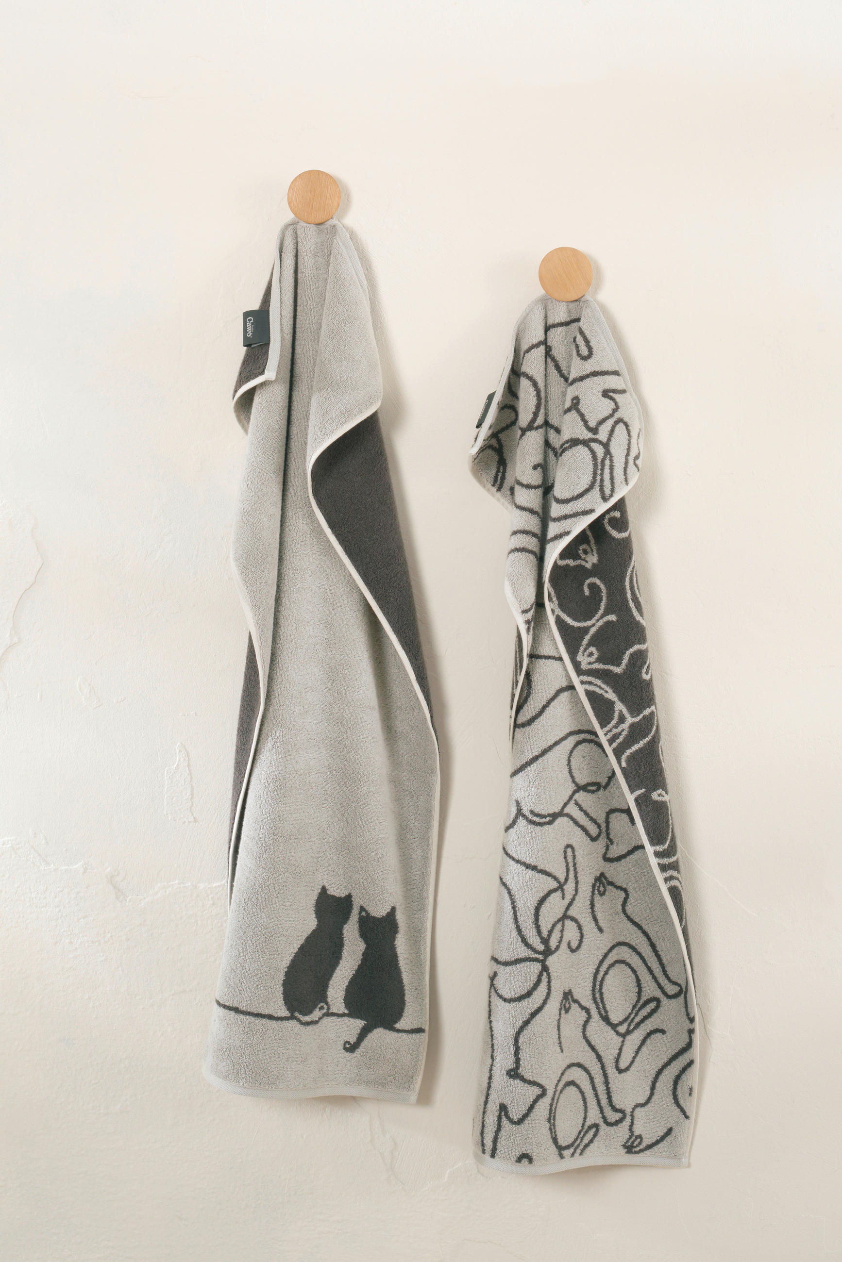 DUSCHTUCH Cute Cats 80/150 cm - Platinfarben, Basics, Textil (80/150cm) - Cawoe