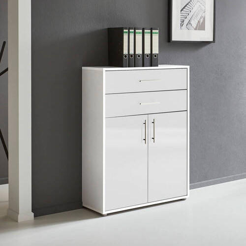 AKTENSCHRANK 84,5/114/33 cm  - Weiß Hochglanz/Weiß, MODERN, Holzwerkstoff (84,5/114/33cm) - MID.YOU