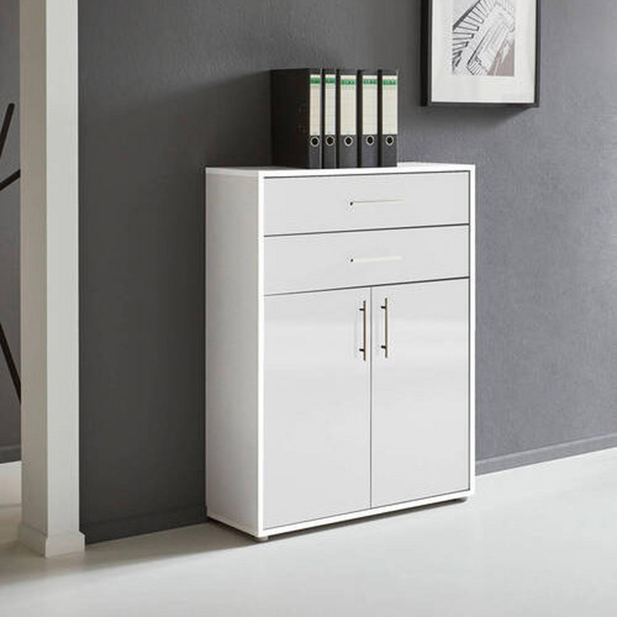 AKTENSCHRANK 84,5/114/33 cm  - Weiß Hochglanz/Weiß, MODERN, Holzwerkstoff (84,5/114/33cm) - MID.YOU