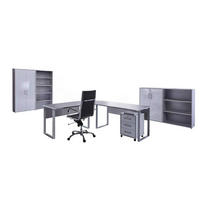 BÜRO erweiterbar, in verschiedenen Holz-Dekoren erhältlich, Schreibtisch seitenverkehrt montierbar, abschließbar Grau, Weiß Hochglanz - Weiß Hochglanz/Grau, MODERN - MID.YOU