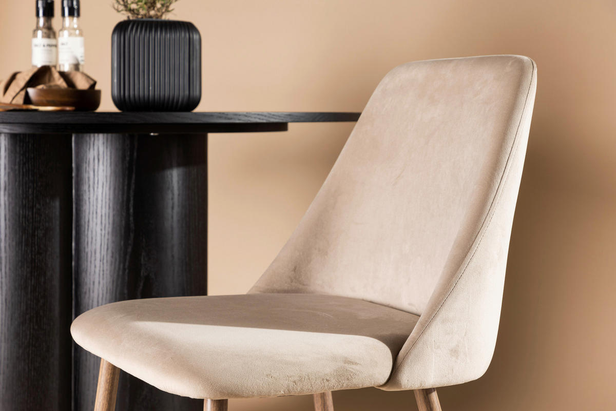 STUHL-SET 2 Stück  in Stahl Samt Metall, Textil  - Beige/Braun, Design, Textil/Metall (49/87/56cm) - Livetastic