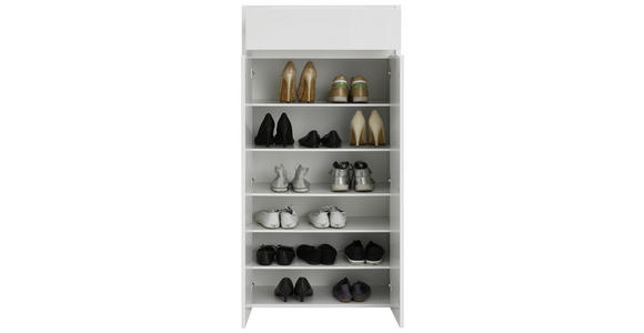 SCHUHSCHRANK 68/132,3/34 cm - Weiß, Design, Glas/Holzwerkstoff (68/132,3/34cm) - Voleo