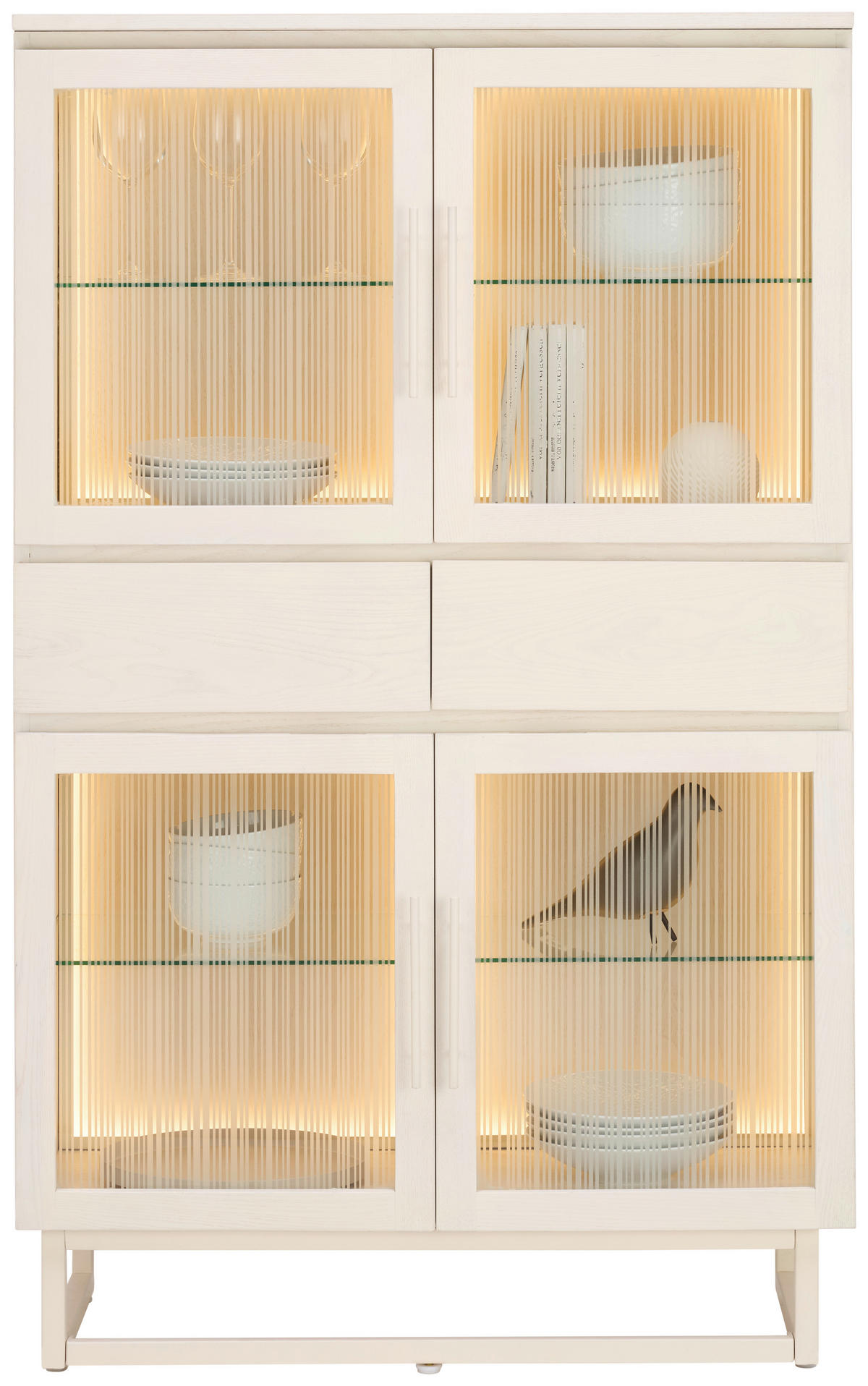 HIGHBOARD BORAS, 90/145/43 cm, 2 Schublade(n)  - Schwarz/Weiß, MODERN, Glas/Holz (90/145/43cm) - Lomoco